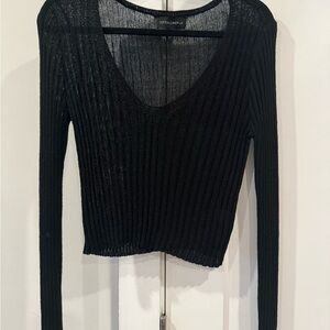 Cotton Candy Black Ribbed Knit Top